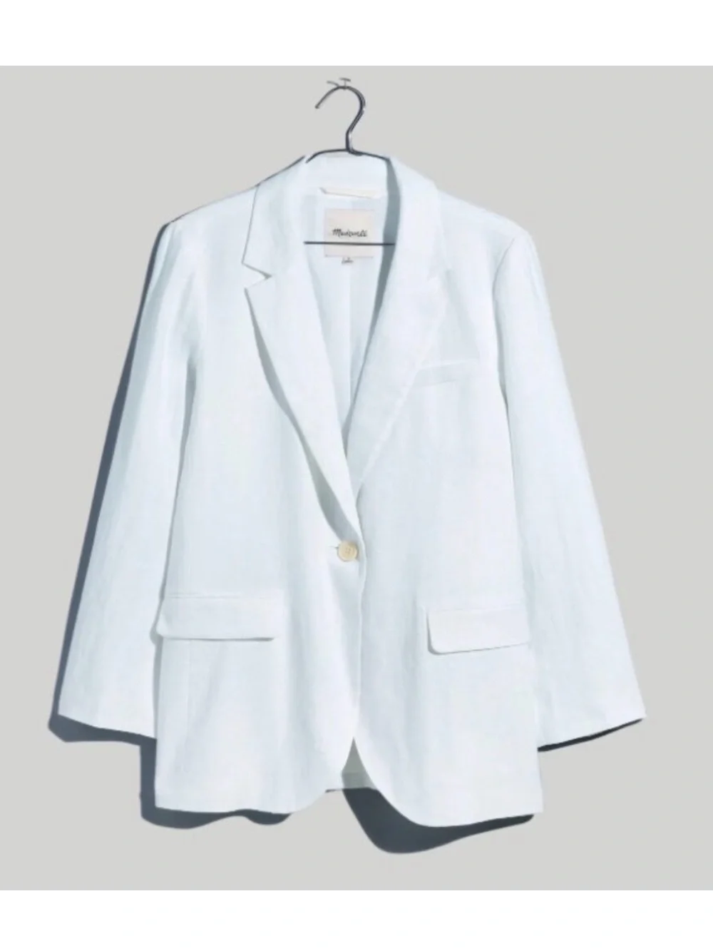 NWT • MADEWELL • Larsen Classic White Linen Tailored Single-Button Jacket Blazer